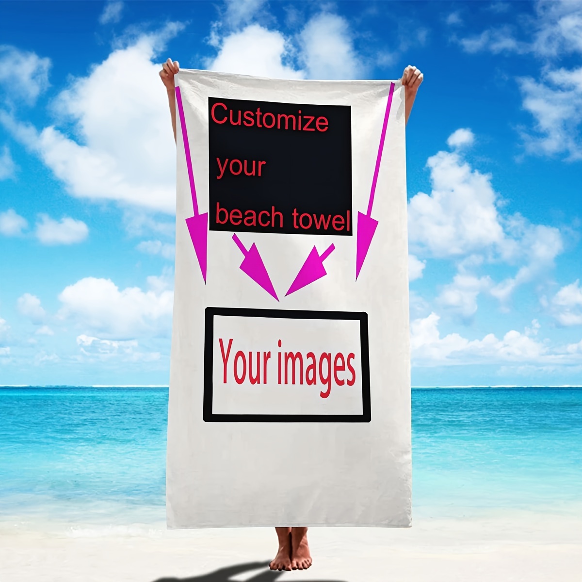 TEMU Customizable Creative Beach Towels, Outdoor Sports Beach Towels, Photo Beach Towels, Seaside Beach Towels, Solid Color Beach Towels, Seasonal