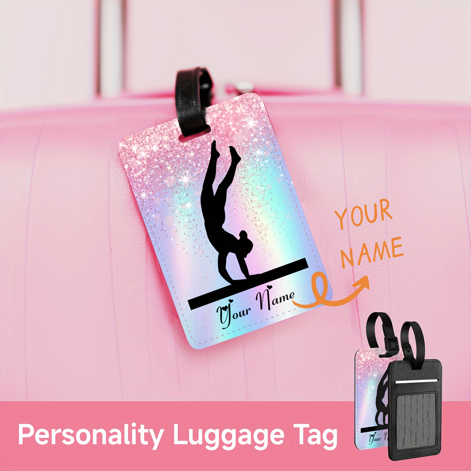 

Customized Name Text Luggage Tag, Diy Gymnastics , Lightweight Travel Cruise Luggage Name Tag Identifier