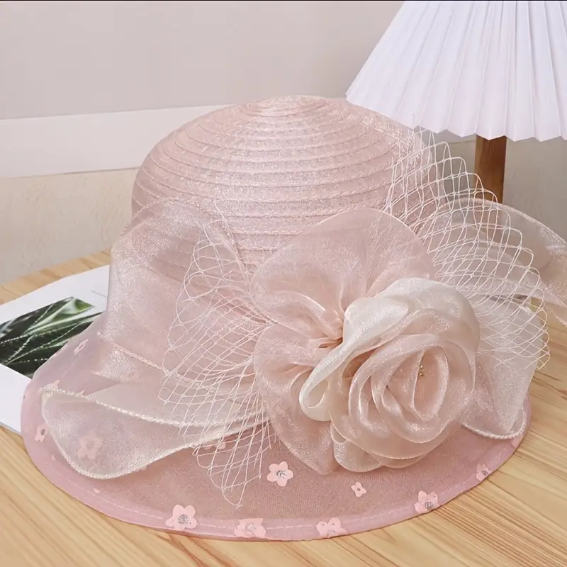 1pc womens new french chiffon flower bucket hat spring summer beach fisherman hat with   breathable and comfortable for   of   ideal gift   Product details 3