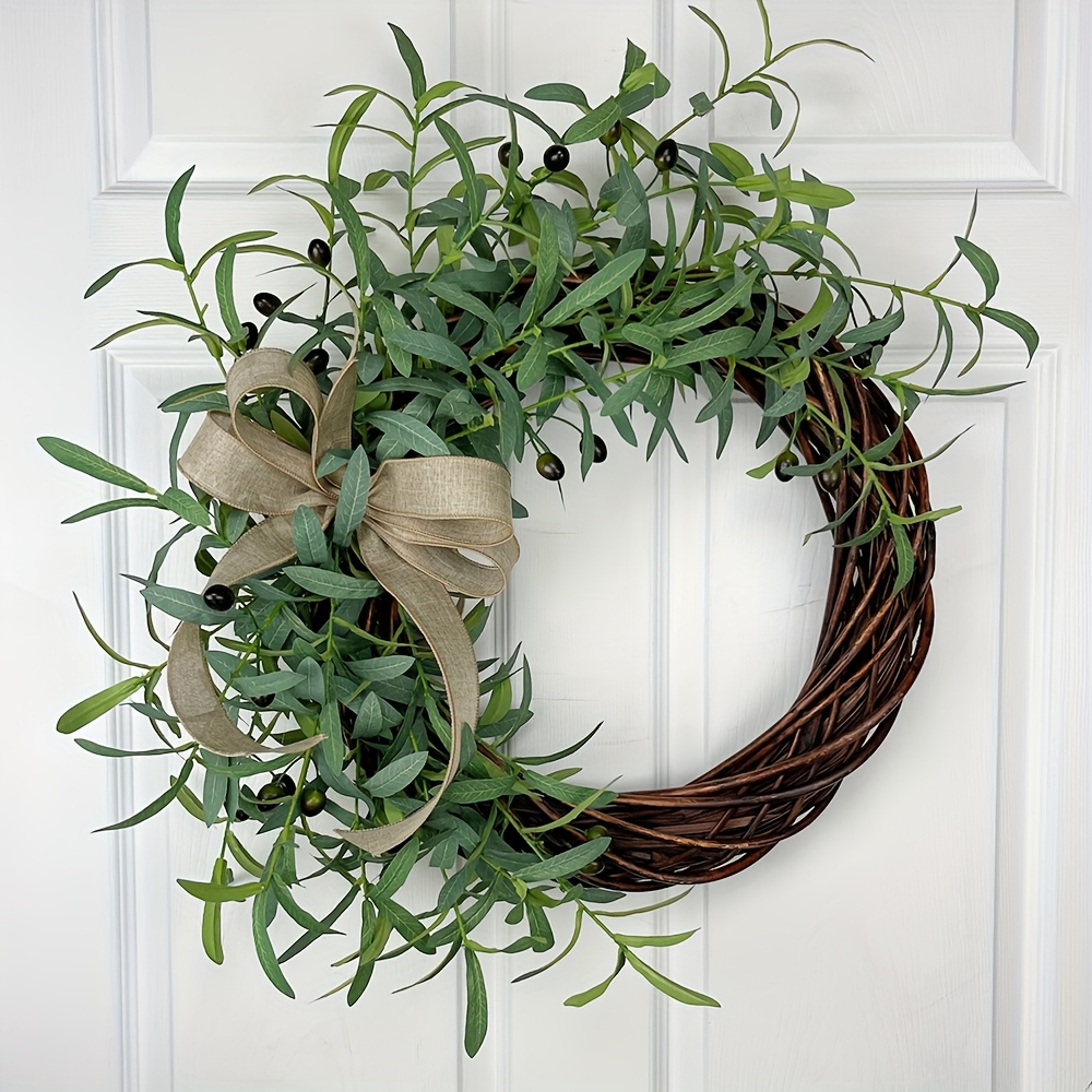 

1pc Americana Style Wreath, 19.6inch Plastic Greenery Door Mount, Floral Theme, No Electricity Required, Featherless - Classic Decor, Wreaths For Front Door