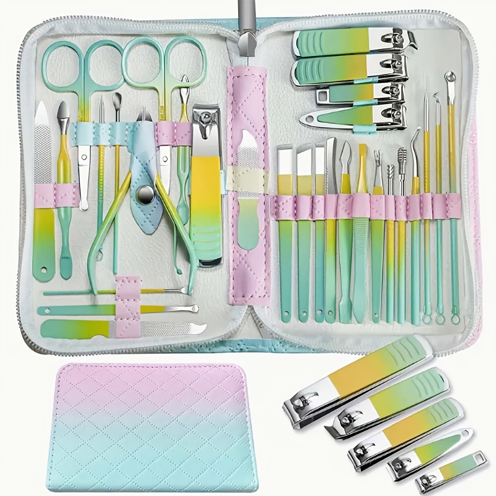 

30pcs/ Set Gradient Clippers Manicure Tool Set, Cuticle Nippers And Cutter Kit, Professional Nail Clippers Pedicure Kit, Grooming Kit For Travel