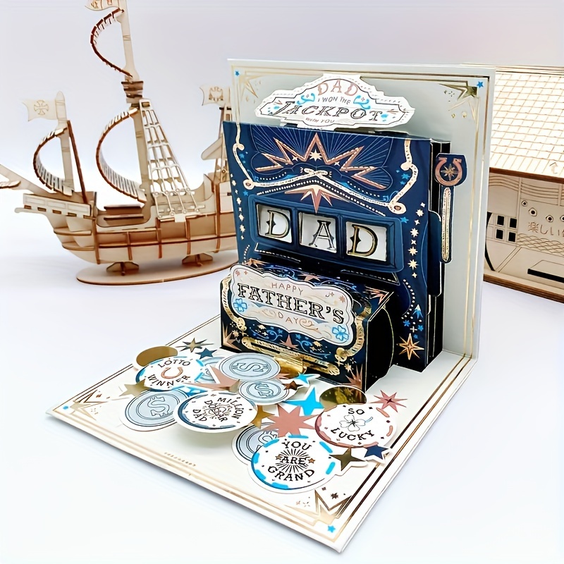 TEMU 1pc. Father's Birthday Greeting Card, Exquisite Greeting Card, Thank-you Card, Pop-up Card, 3d Greeting Card, Handmade Greeting Card, Thank-you