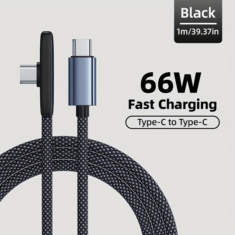 66w Charge Cable, 90 Degree Right Angle Usb Type C Cable, Fast Charging Data Cord For Mobile Phones Including , , And , Nylon Braided Usb Data Cable