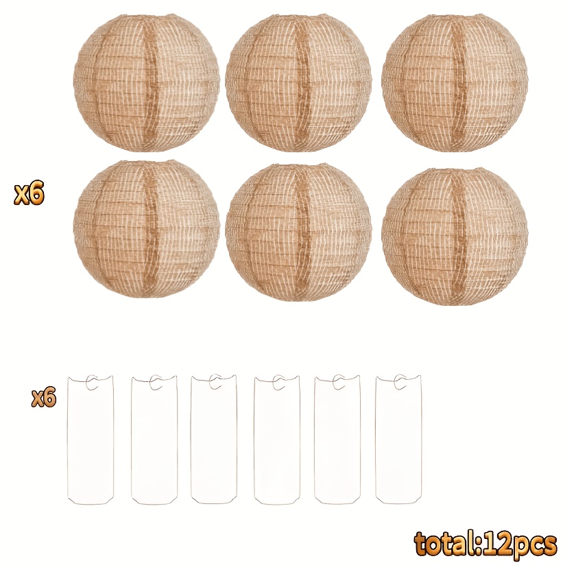 TEMU 6pcs Mixed Round Lantern Lampshade (no Bulb Included), 6pcs Spherical Pendant Lampshades And 6pcs Bases, Round Lantern B&b Restaurant Milk Retro