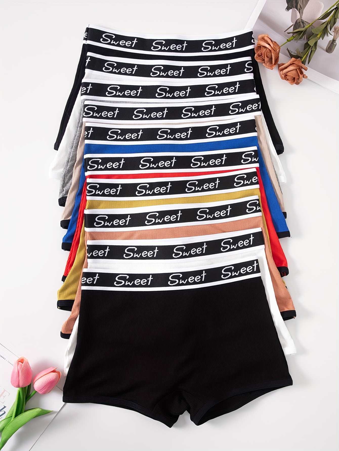 Paquete de 10 Bragas Tipo Boyshort para Mujer Boxers Sin Costuras y  Transpirables con de y Dulces (* *), Va