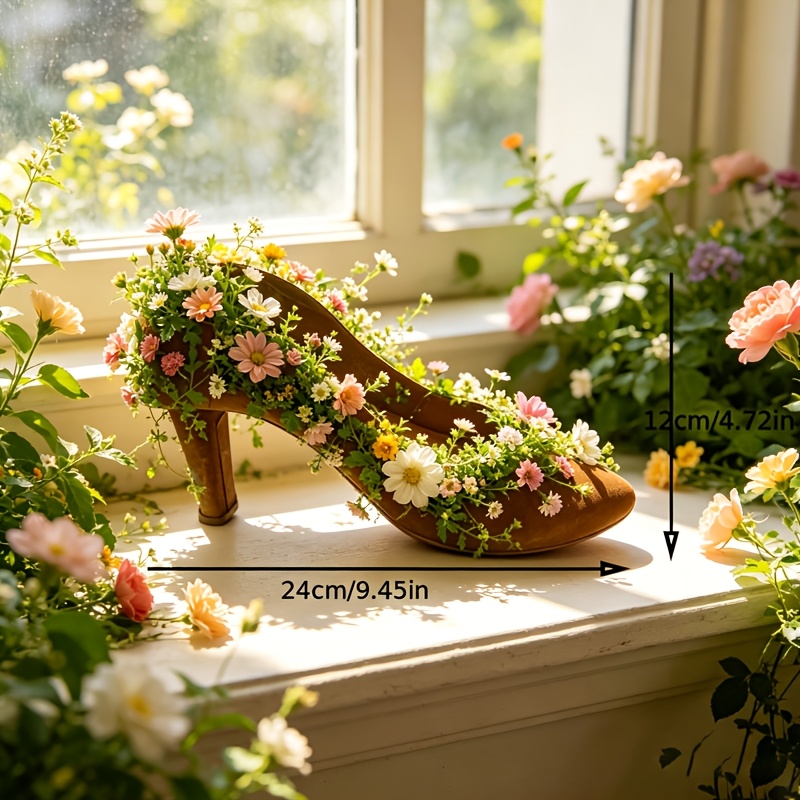 Wrought Iron High Heel Planter, Weather-resistant And Rust-proof Finish, Outdoor Garden Display Decorative Craft, Gardening Gift, Home Decor Gardening Gift,home Decor
