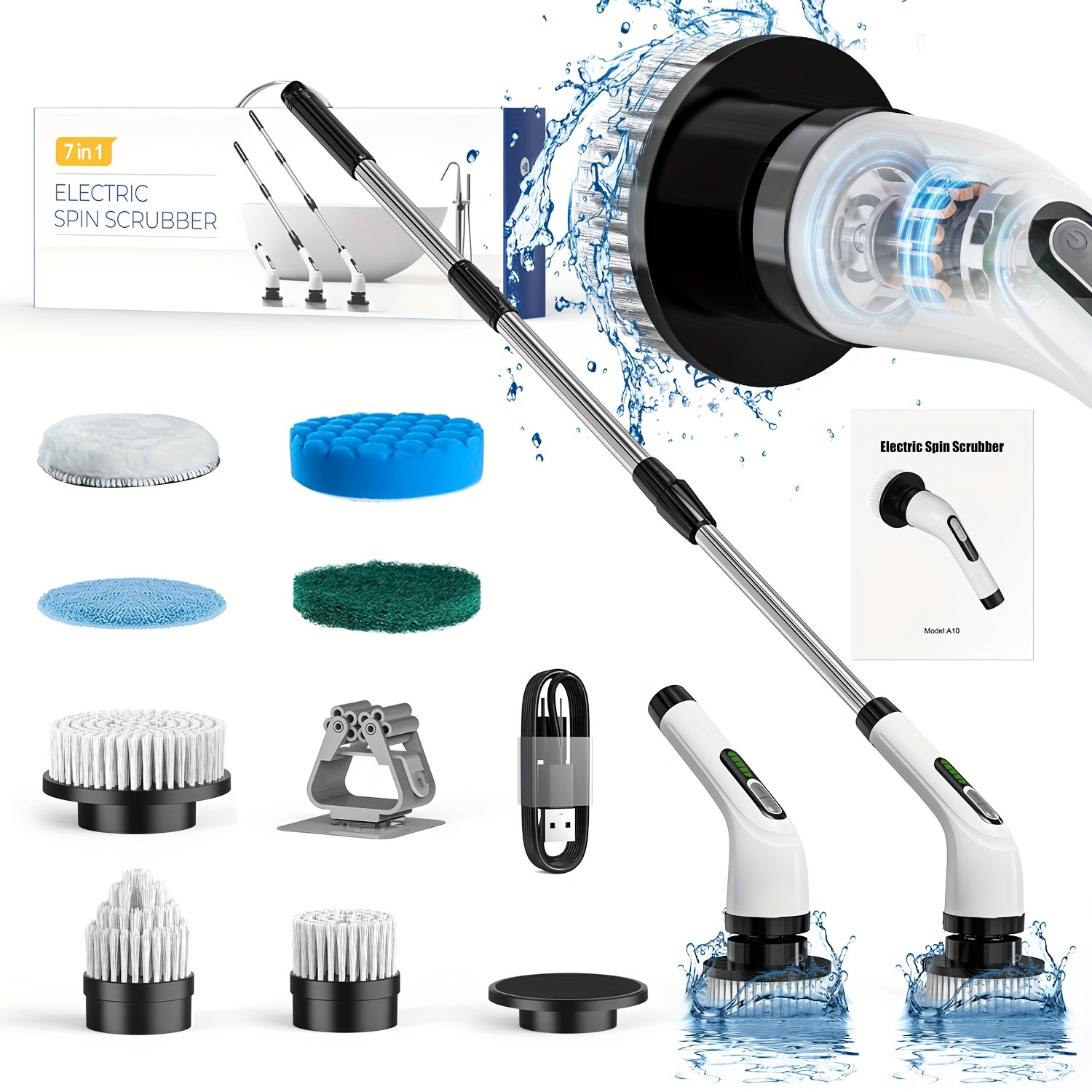 7 in 1 Magic Brush Electric Spin Scrubber Electric Cleaning - Temu