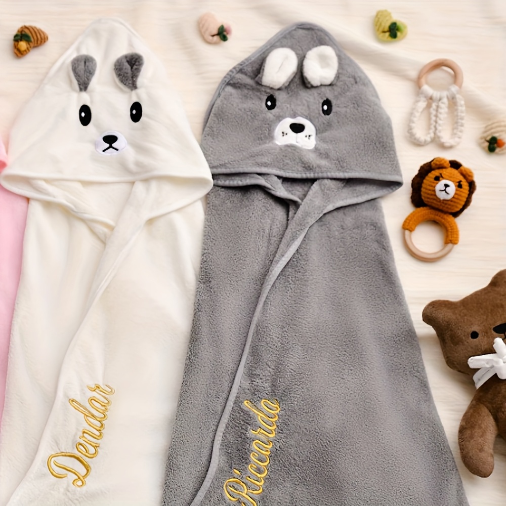 Personalized Animal Hooded Towel, Custom Name/Text/Initial