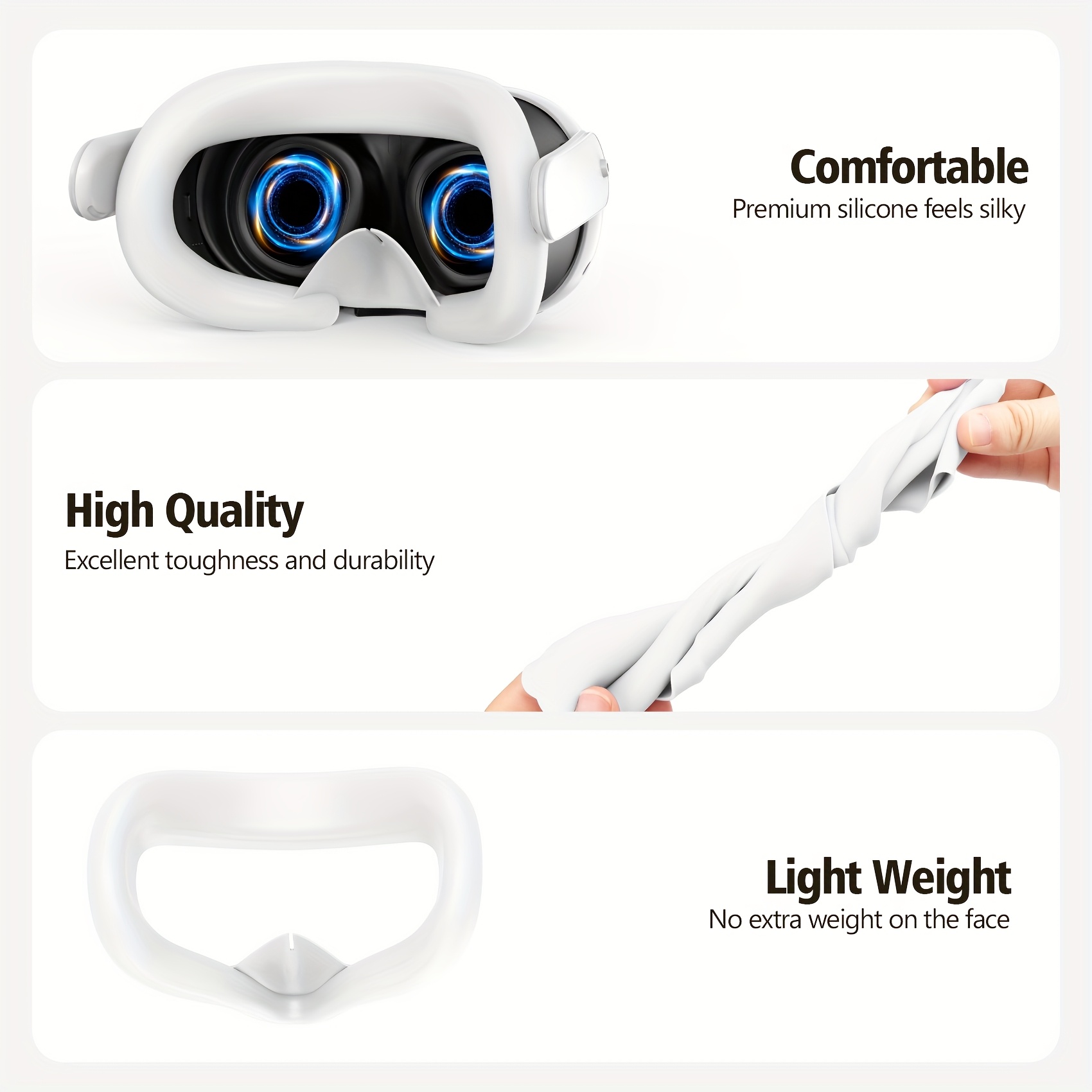 Silicone Cover Set Compatible With Oculus/Meta Quest 3, VR Controller Grips Cover, Silicone Face Pad, Lens Protection Cover, Thumb Stick Covers, Gift For Christmas