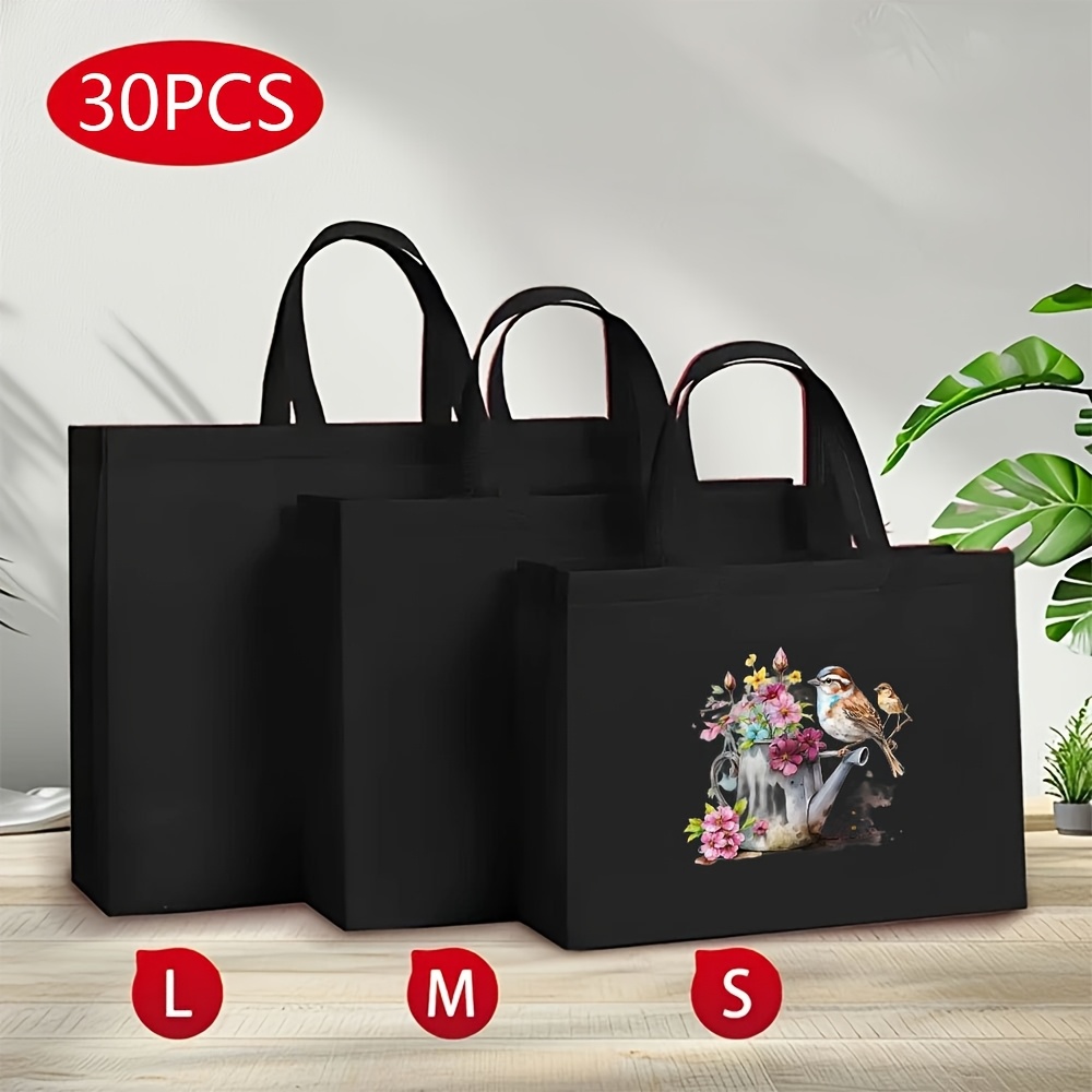 TEMU Custom Non-woven Tote Bags With Customizable Logos And Colorful Patterns, 30pcs Per Order. Suitable For Logo Patterns, Bridal Showers, Back-to-,