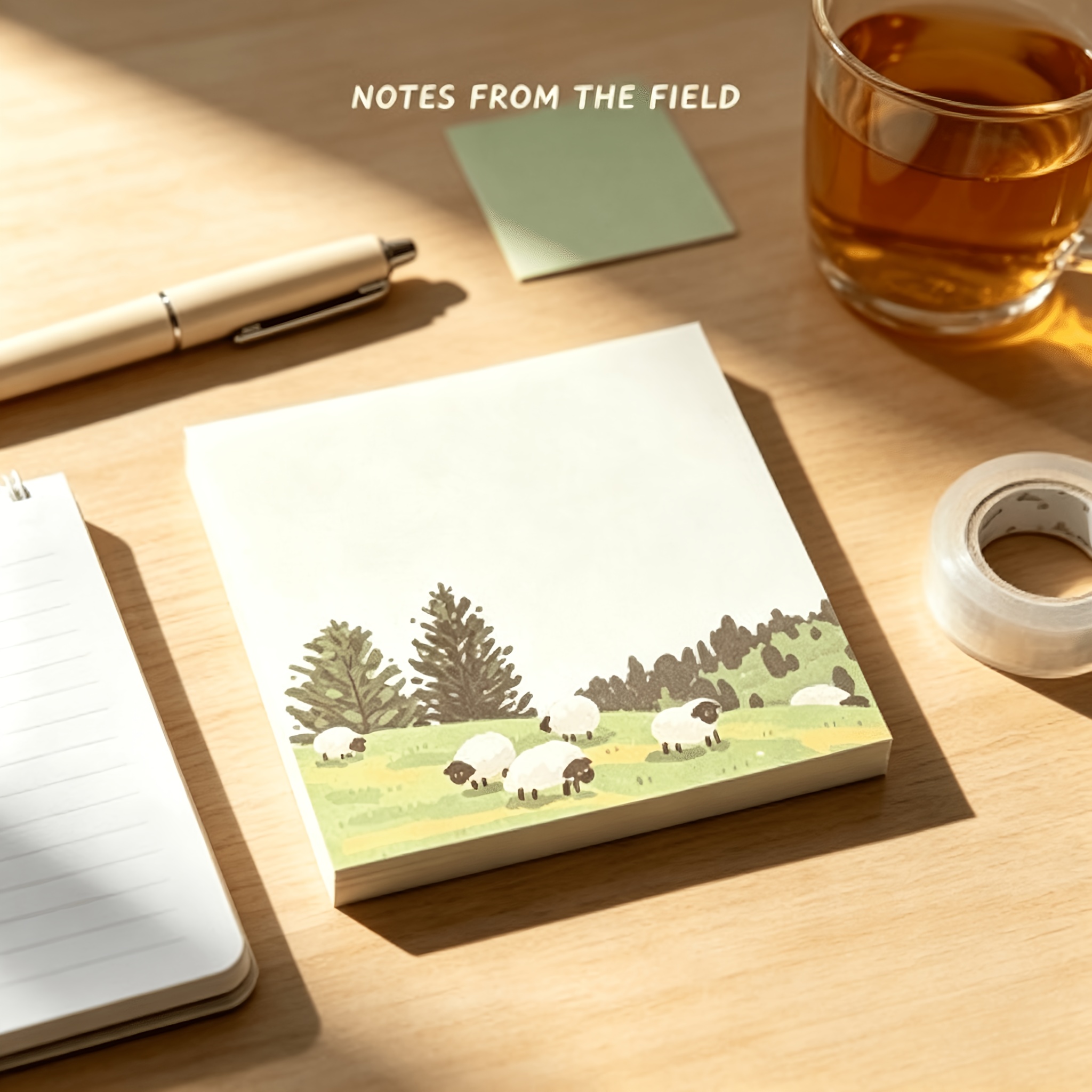 TEMU Agenda de , Design Adorable d', Thème Forêt et Paysage, Notes Autocollantes , Bloc Notes Multifonctionnel, Idéal pour Listes de Tâches, Études,