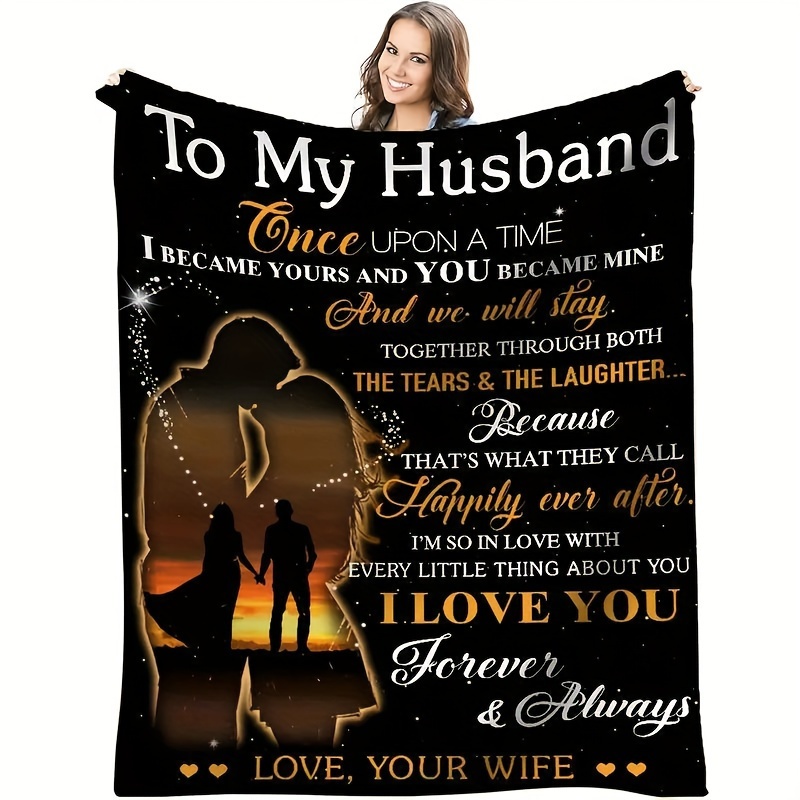 

1pc Flannel Blanket, To My Husband From Wife, Warm Cosy Soft Blanket, For Wedding Anniversary, For Bedroom, Living Room, Sofa, Office, Travelling