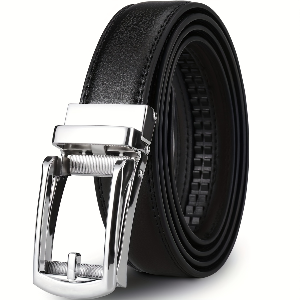 Men's Leather Business Belt Automatic Buckle Two layer Cowhide