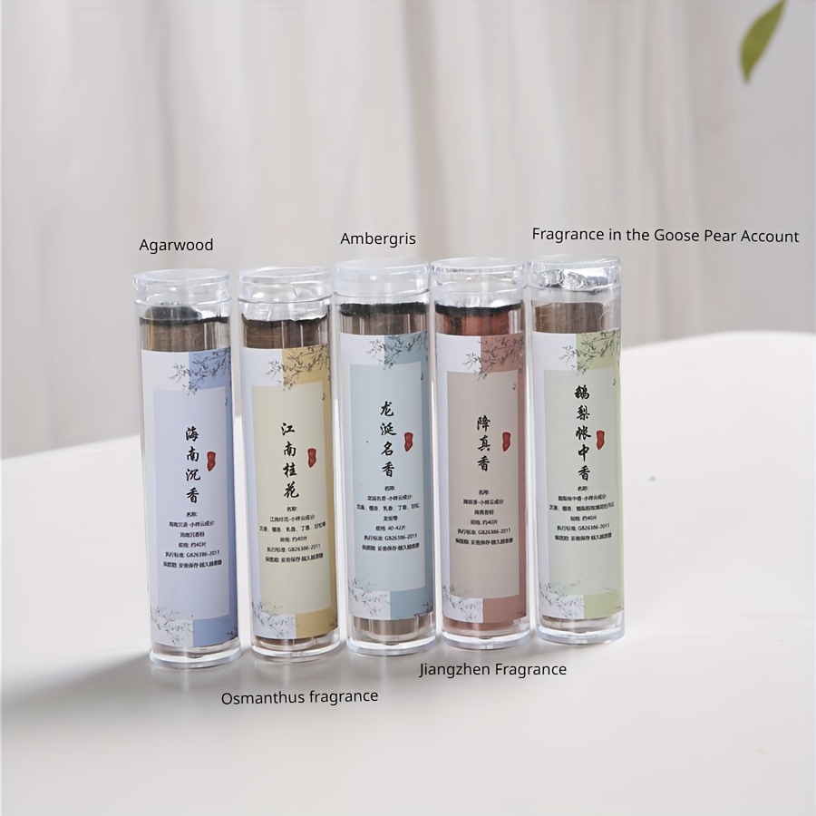 

5 Bottles Of 5 Kinds Of Incense, 40pcs Per Bottle, Mini Incense, The Air, Suitable For Meditation, Relaxation, Goose Pear Tent Incense, Osmanthus Incense, , Agarwood, Real Incense