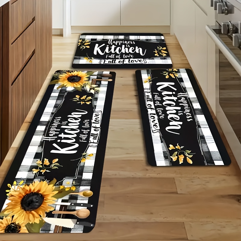 

Sunflower Print Kitchen Mat: Soft, Non-slip, And Machine Washable - Perfect For Christmas, , Easter, Hanukkah, And Thanksgiving Decor