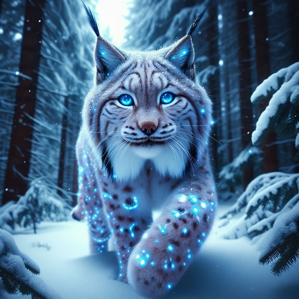 

1pc Jozysh 5d Round & Square Diamond Painting Kit, Lynx In Snow Theme, Acrylic Animal Craft, Diy Artwork, Home Decor Gift, 15.7x15.7/19.7x19.7 Inches