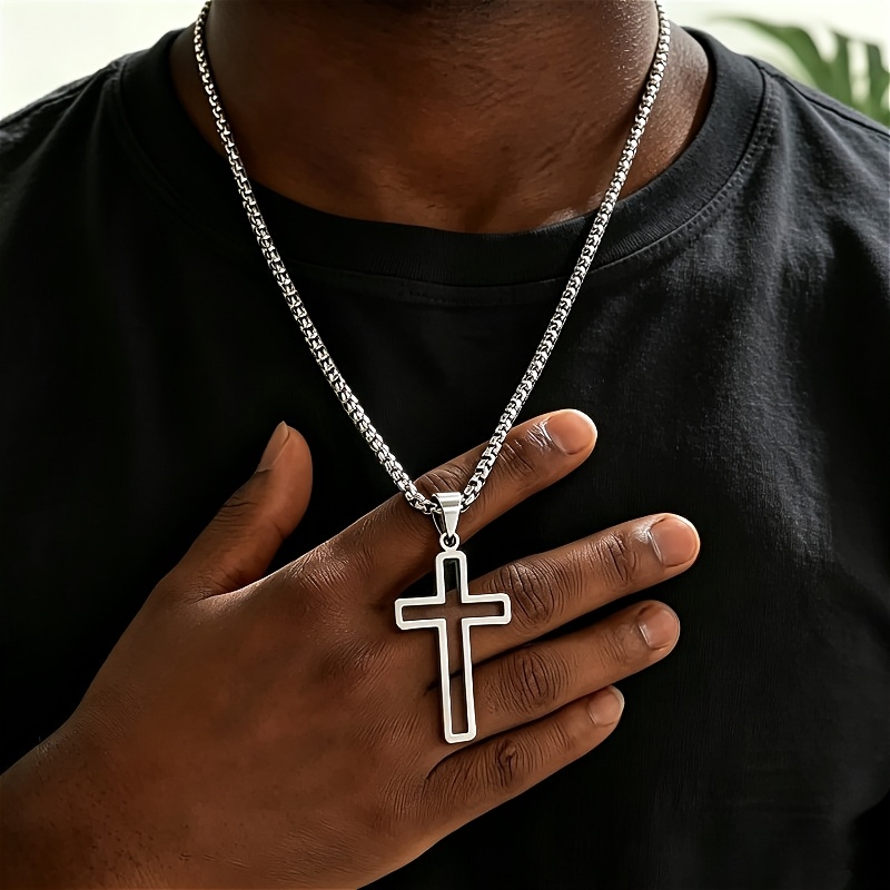 Men's Vintage Punk Hollow-Out Cross Pendant Necklace