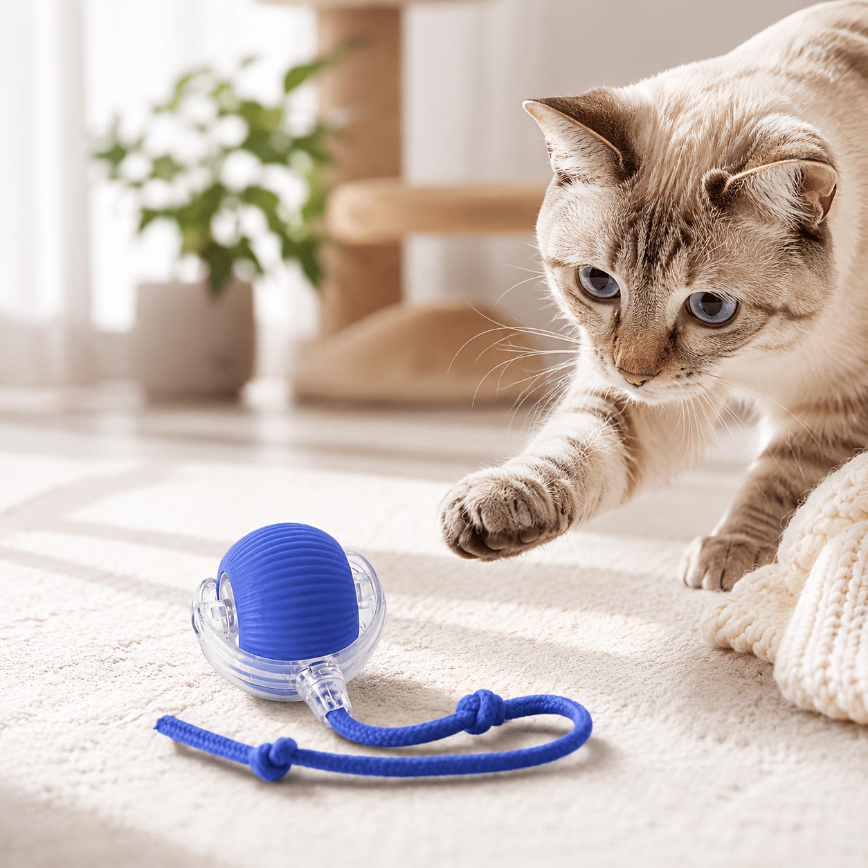 TEMU Usb Rechargeable Led Smart Rolling Ball Automatic Interactive Bouncing Toy For Cats And Dogs
