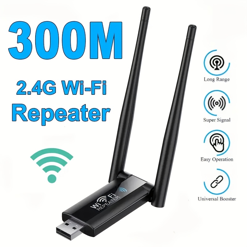 1 Unit of Wifi Signal Booster, Wifi Extender, 2.4Ghz Signal Enhancer, Increases Your Signal for Strong Wifi Penetration, Equipped with 2 Antennas for 360° Complete Coverage