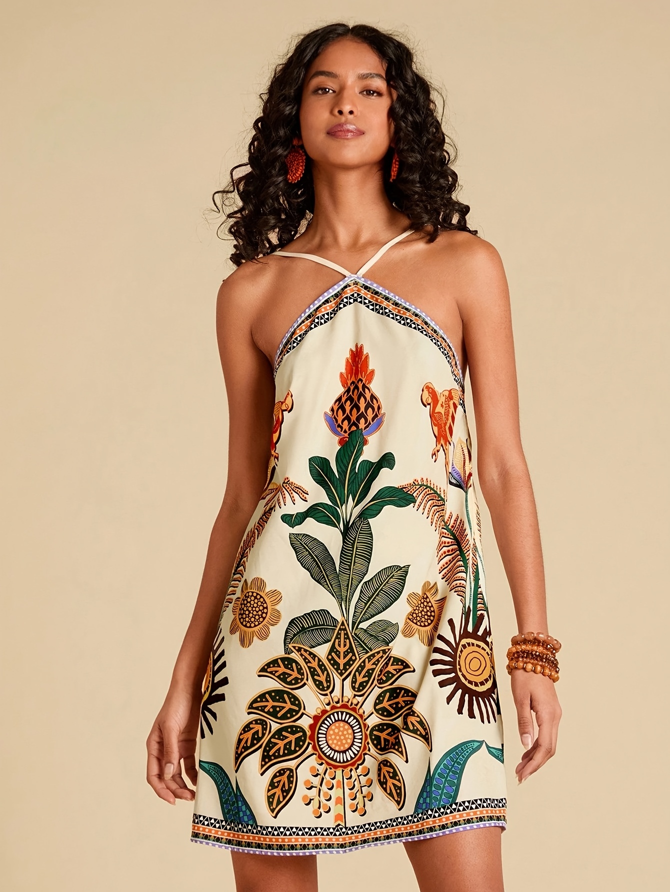 plus size womens plus size tropical print backless cami
