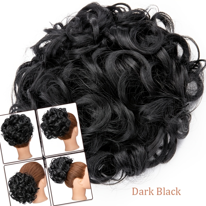 TEMU Fuller Thick Synthetic Curly Hair Extension Combs Clip-in Hair Piece - Cover Hairpiece For Women Bridal- Instant Hair Bun Solution For Wedding