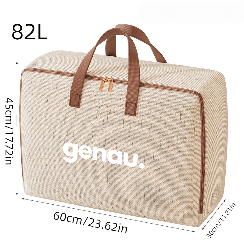 TEMU 1pc Genauprinted Extra Large Beige Storage Bag Moving Bag With Handles And Zipper Multi Functional Storage Bag Suitable For Quilts Blankets