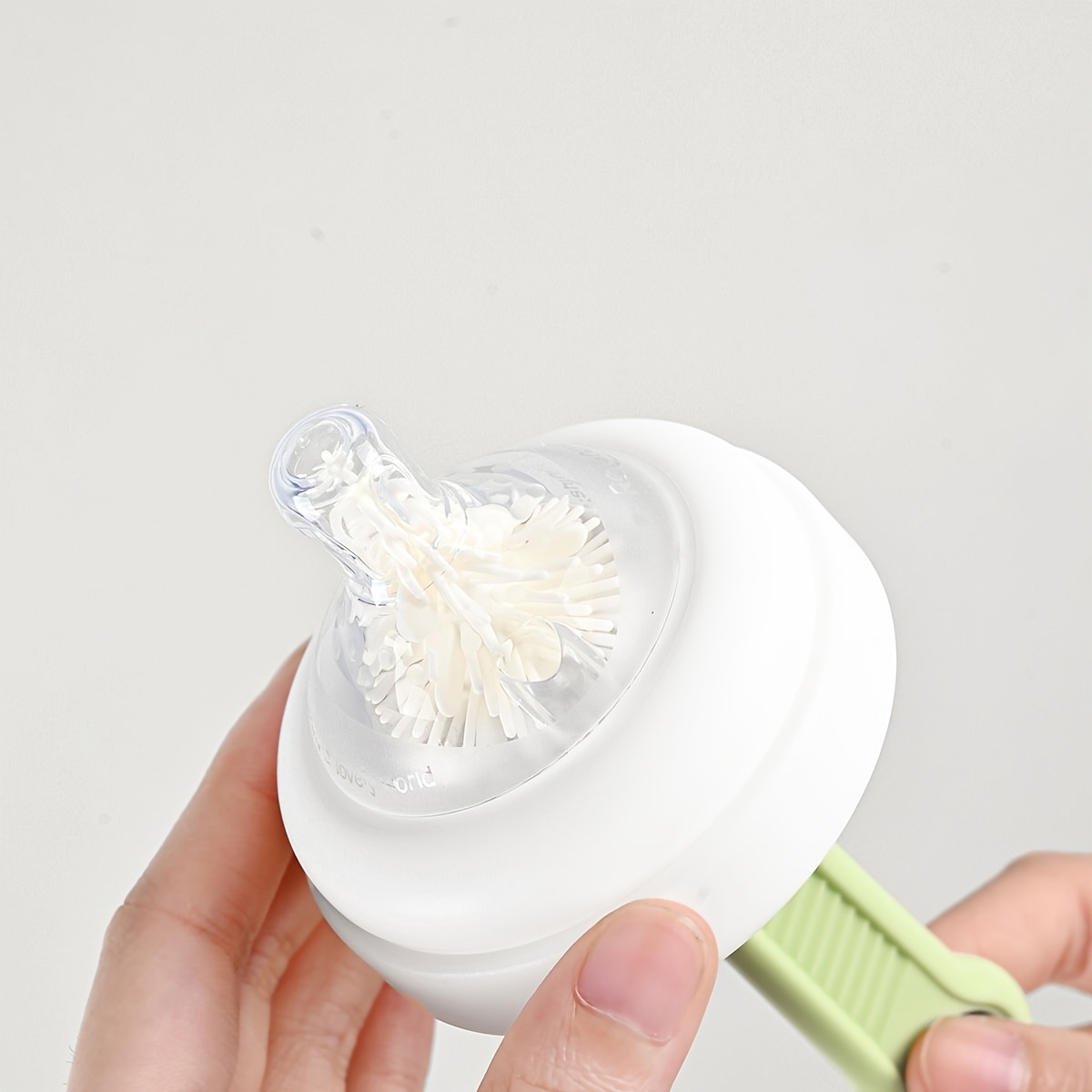 Silicone Bottle Brush Set, Including Handle, for Cleaning Nipple, Suction Straw and Cup Mouth