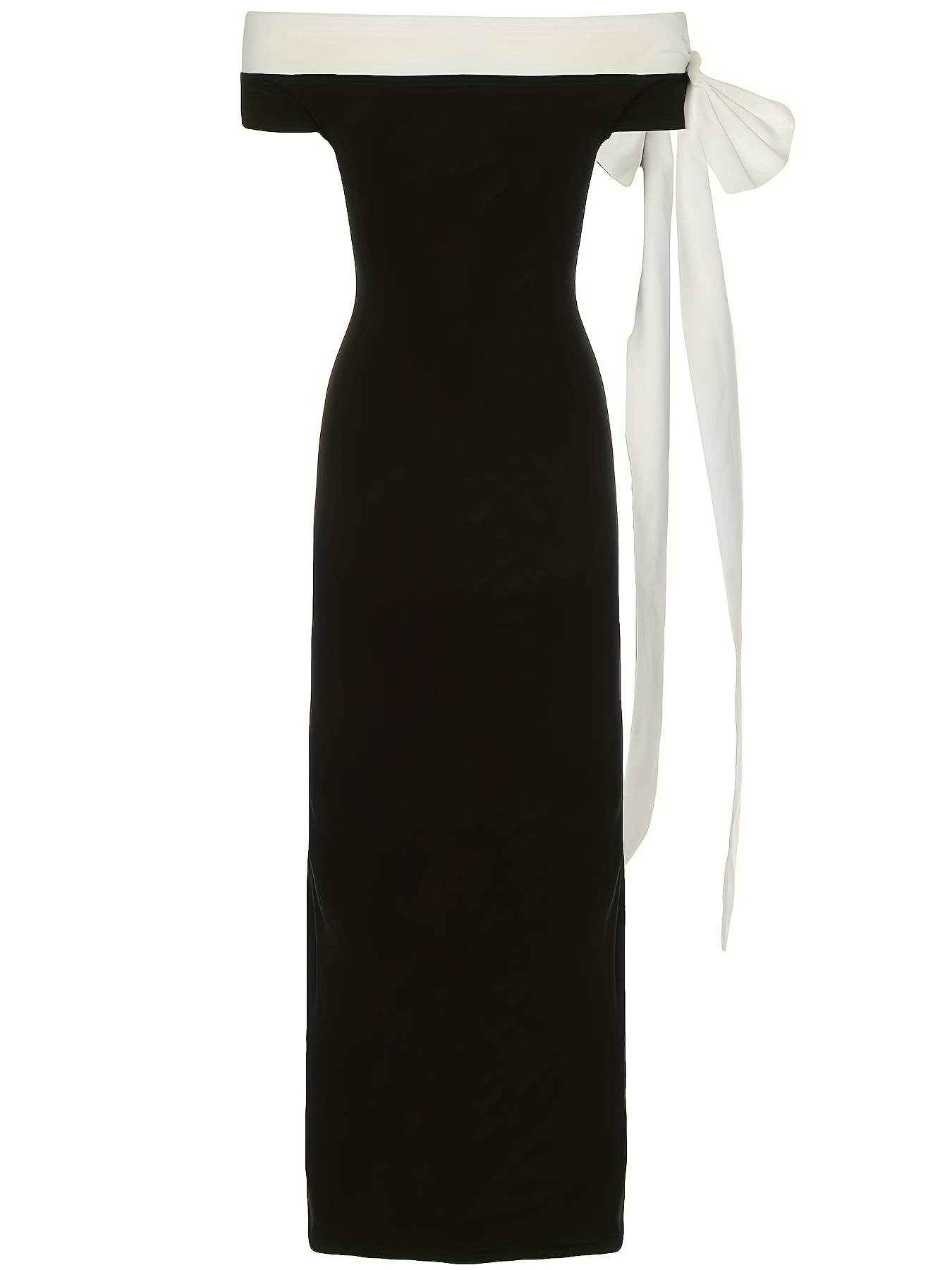 color block big bow one shoulder dress - Temu United Arab Emirates