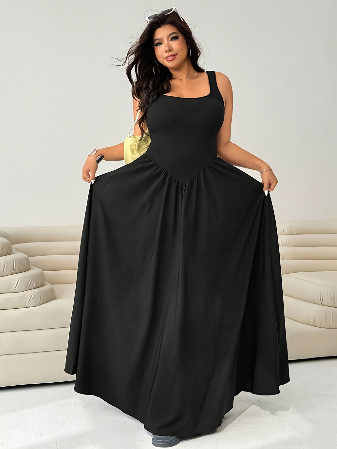 tight skirt loose top dress Solid Drop Shoulder Loose T Shirt Mini Dress