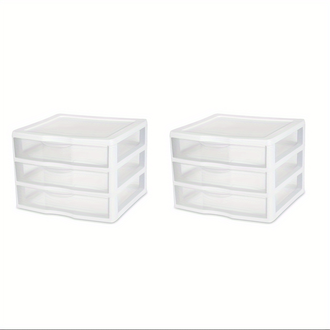

Wide 3 Drawer Unit Plastic, White, Set Of 2