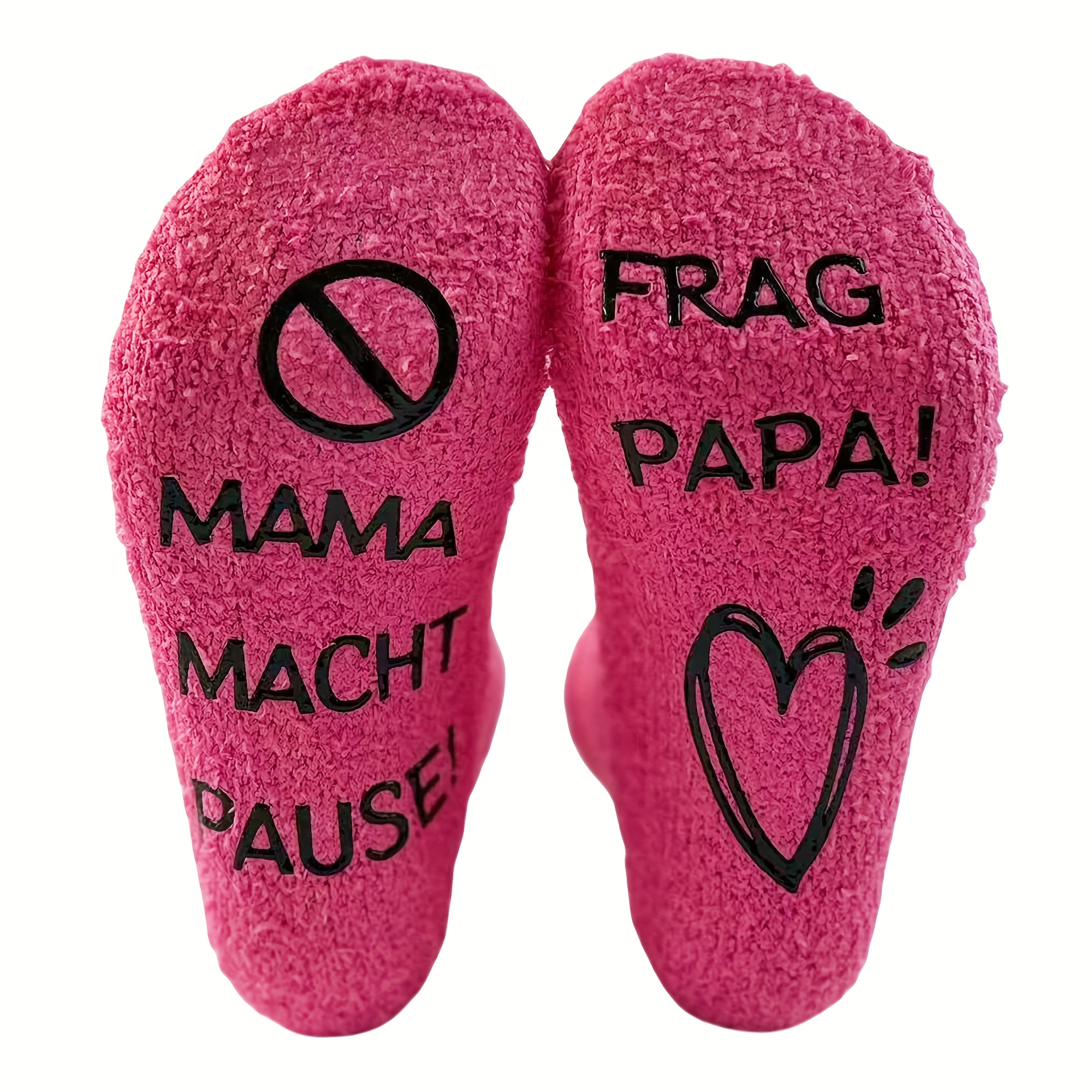 Image of 1 Pair Non-shedding Coral Fleece Individual Anti-slip Dot Glue Floor Socks With "mom Needs Rest! !" Design - Fleece-lined Thick Socks