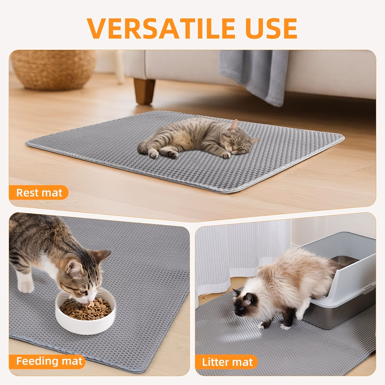 cat litter trapping mat double layer honeycomb design mat with large aperture for litter recycling urine proof litter box mat multi size full coverage pad khaki green Product details 2