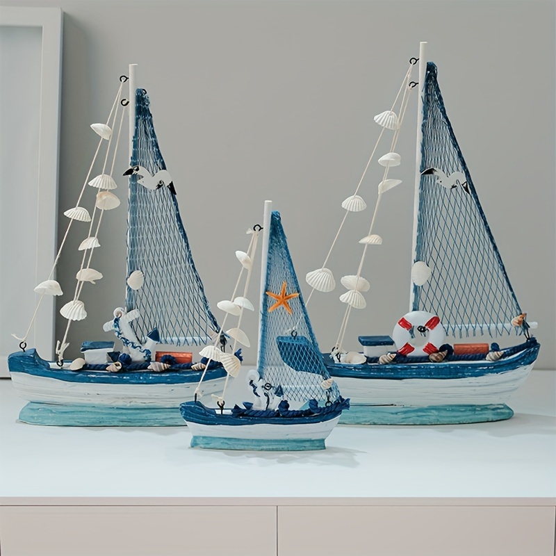  Wood Sailboat Nautical Decor with LED Light