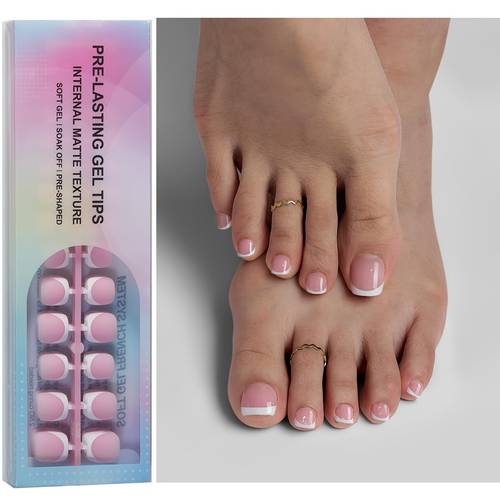 150pcstoe nail tips short french tip toenail press ons gel toe nail tips soak off press on toenails for women