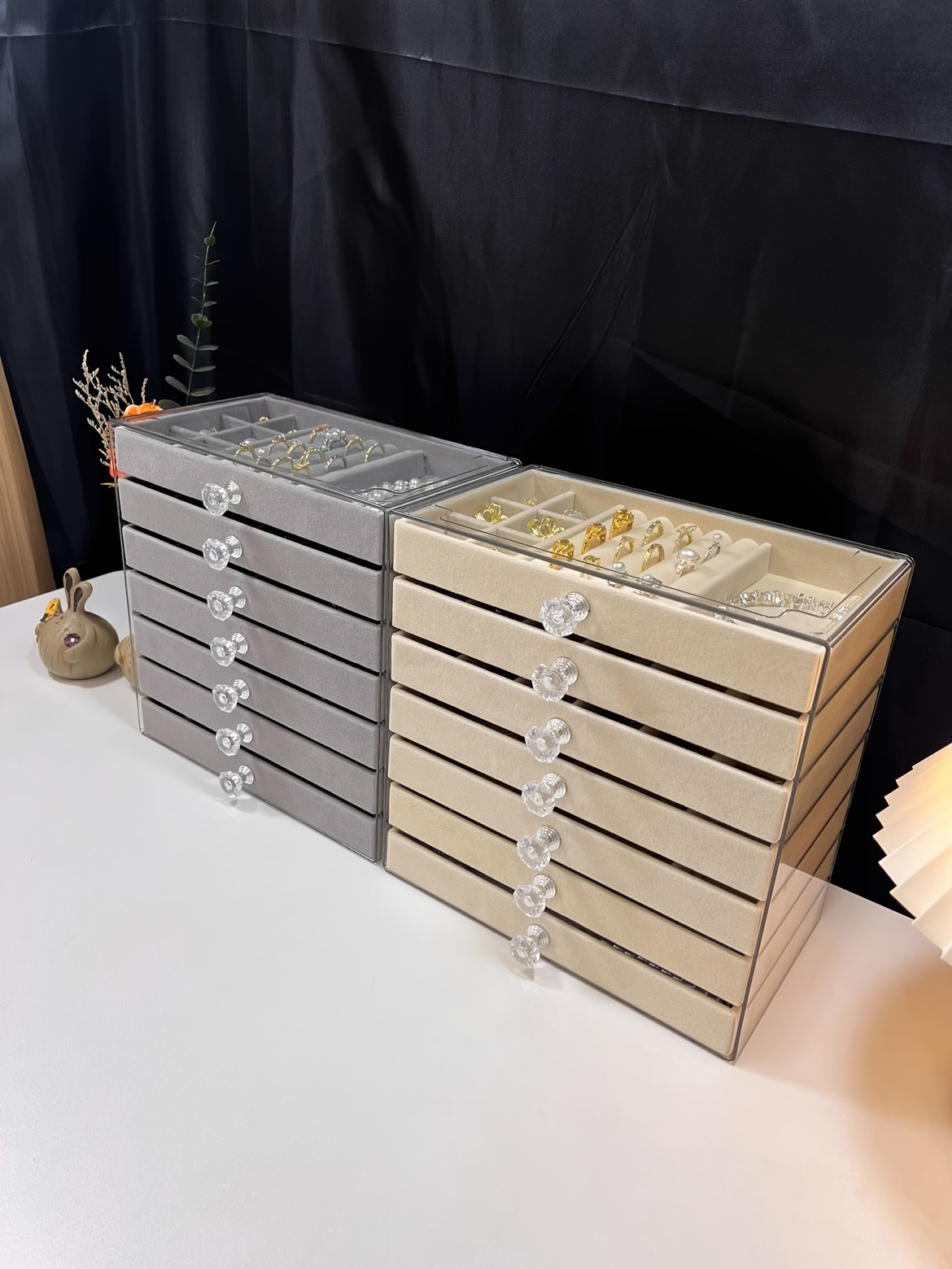 7 tier   large capacity velvet jewelry box luxurious stackable organizer with drawers for earrings rings necklaces bracelets and pendants   desktop display multi purpose use ideal for christmas halloween easter hanukkah and   holiday gifts jewelry organizer storage jewelry boxes Product details 2
