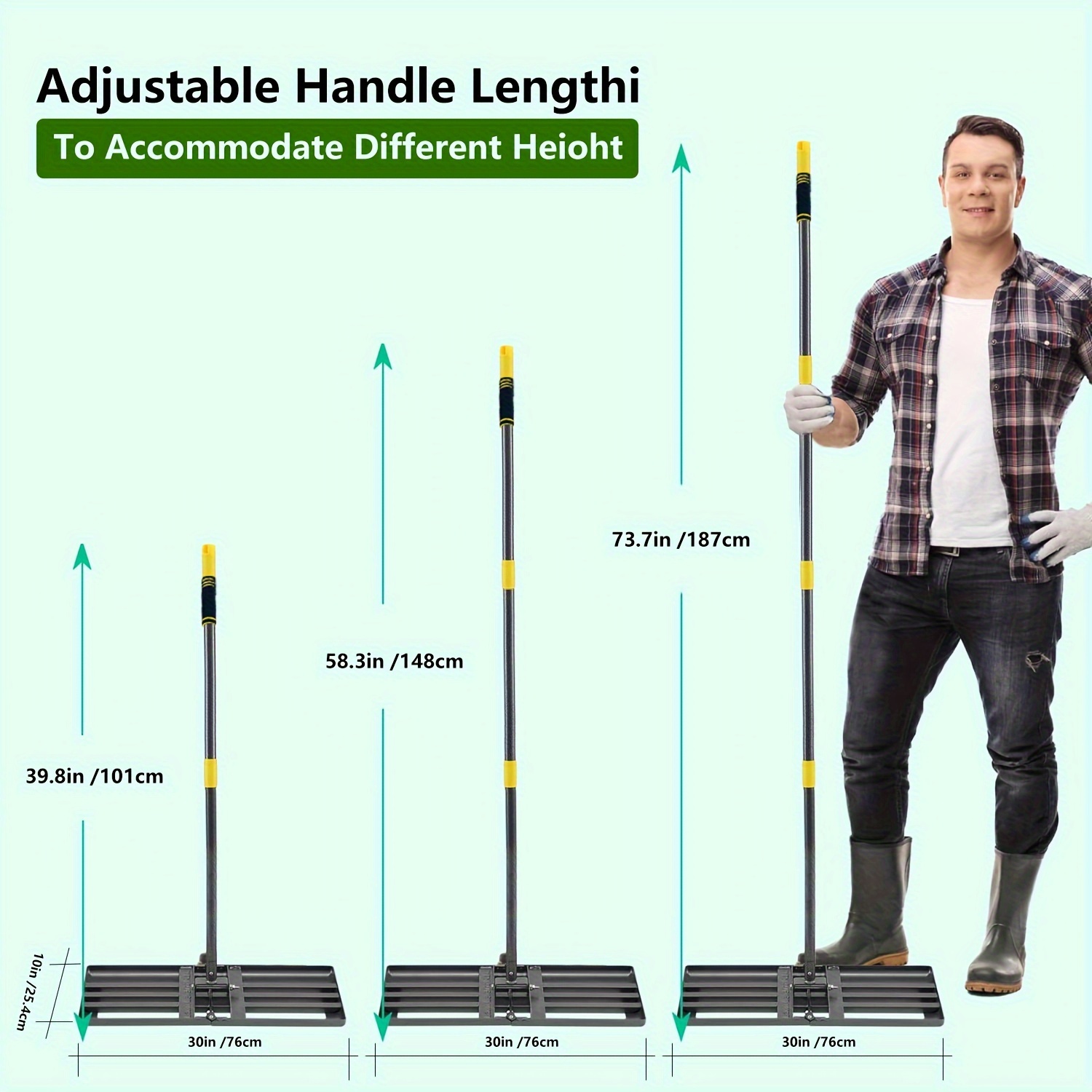 Râteau Niveleur Et Aérateur De Gazon Manuel - Double Fonction | Manche Extensible 115-190cm