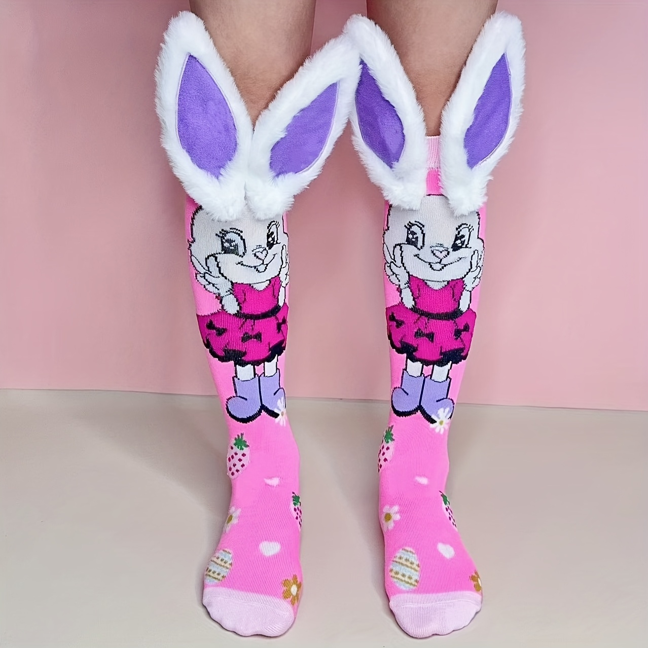 E-shop 1 Paar lustige Hasensocken für Damen, Kniehohe Socken mit Hasenohren-Design, modische Socken, Winter-Kniehohe Socken, geeignet für alle
