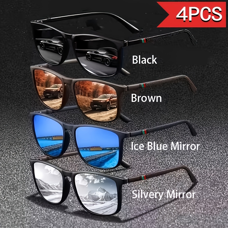 Image of 4pcs Set Of Stylish Square-frame Glasses, Suitable For Men And Women, Ideal For Travel And Parties