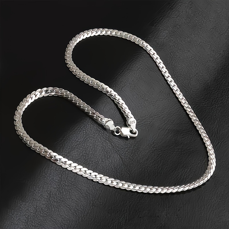 TEMU 50cm/20in Sterling Silver Luxury Brand Design Necklace Chain - 925 Silver Jewelry For Women And Men - Wedding, Engagement, Fashion