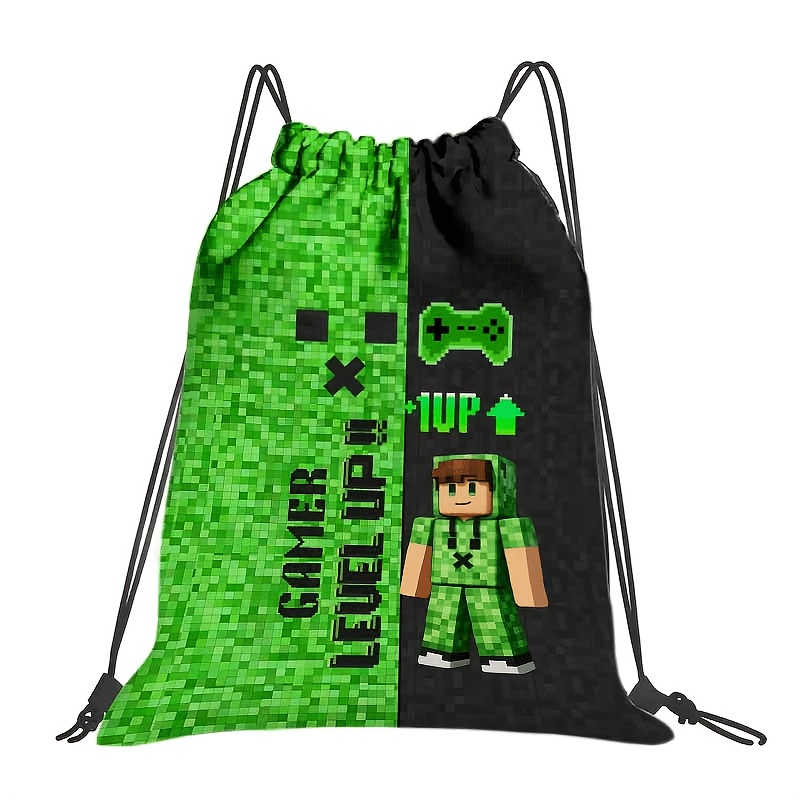1 Robot Gamer Upgrade Pattern Print Backpack | Durable Oxford Soft Shell, Portable And Practical Pockets, For Fitness Yoga Travel, Cartoon Pattern, Drawstring Closure, Material