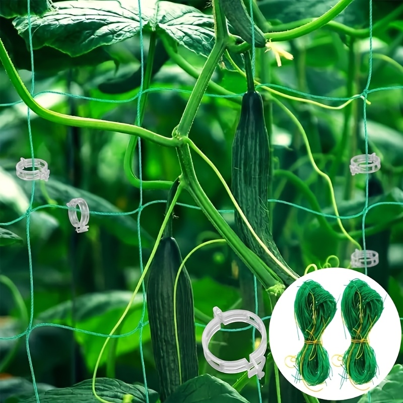 Image of 7pcs Set (including 2 Grids And 5 Fixing Clips), Climbing Plant Grid-heavy Gardening Grid, Suitable For Cucumber, Vine, Fruit And Vegetable, Tomato Plant Grid, Climbing Plant Grid
