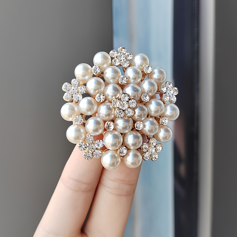 Vintage Pearl Number 5 Brooch With Chain - Elegant Jewelry Pin For Women