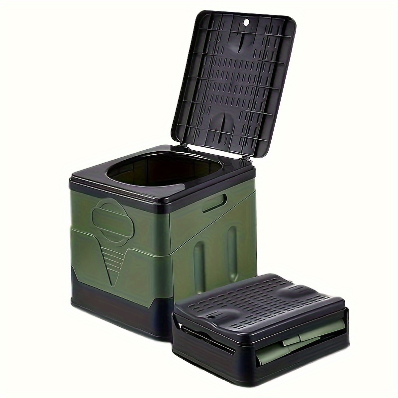 

1pc Toilette pliante portable d'extérieur - Solide, compacte et polyvalente pour les voyages de camping et les urgences (20-35 mots)