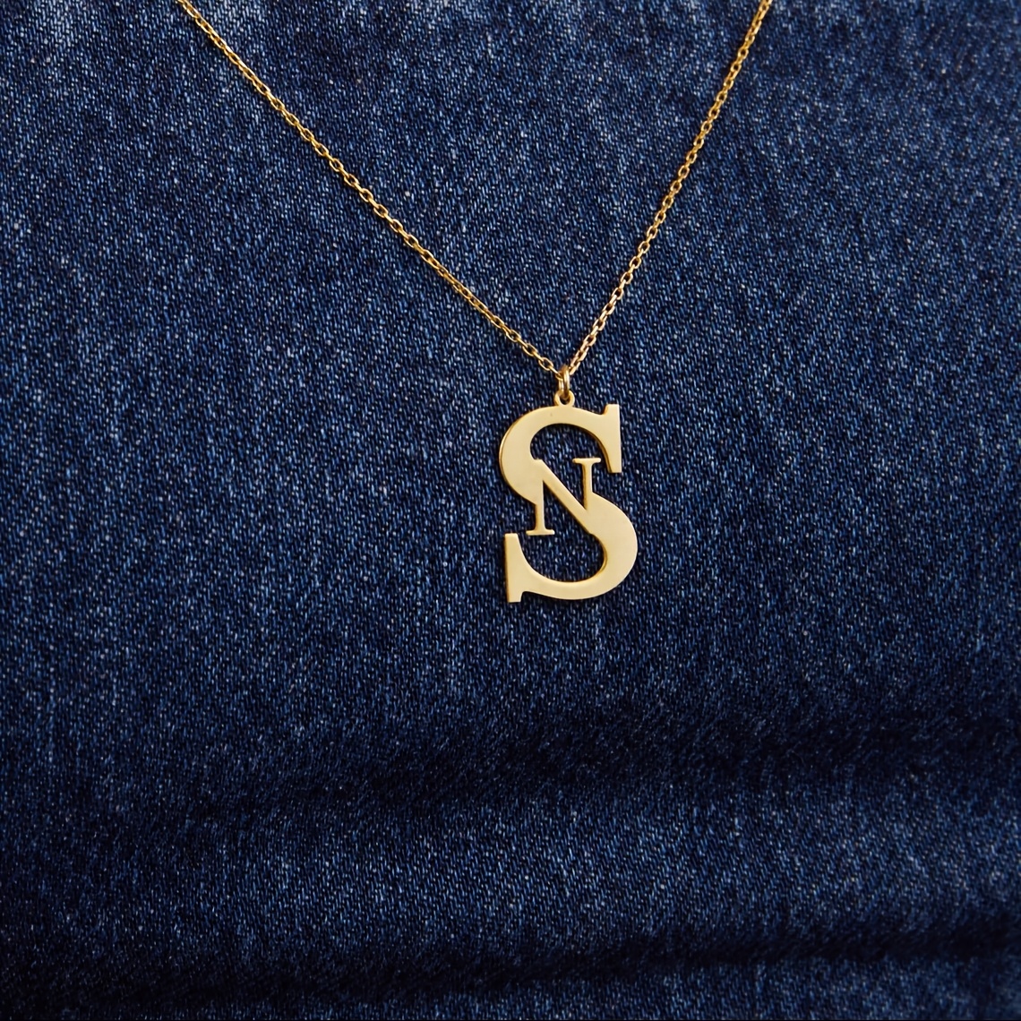 TEMU Personalisierte Zwei-Buchstaben-Anfangskette - Edelstahl Groß- & Kleinbuchstaben Anhänger Schmuck, Minimalistisches Elegantes Design für Frauen,