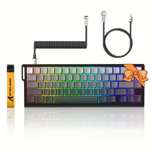 shark x68 he 60 wired gaming keyboard point adjustable magnetic switch 8k hz rate pbt keycaps for win rgb mechanical keyboard with coiled cable moon night