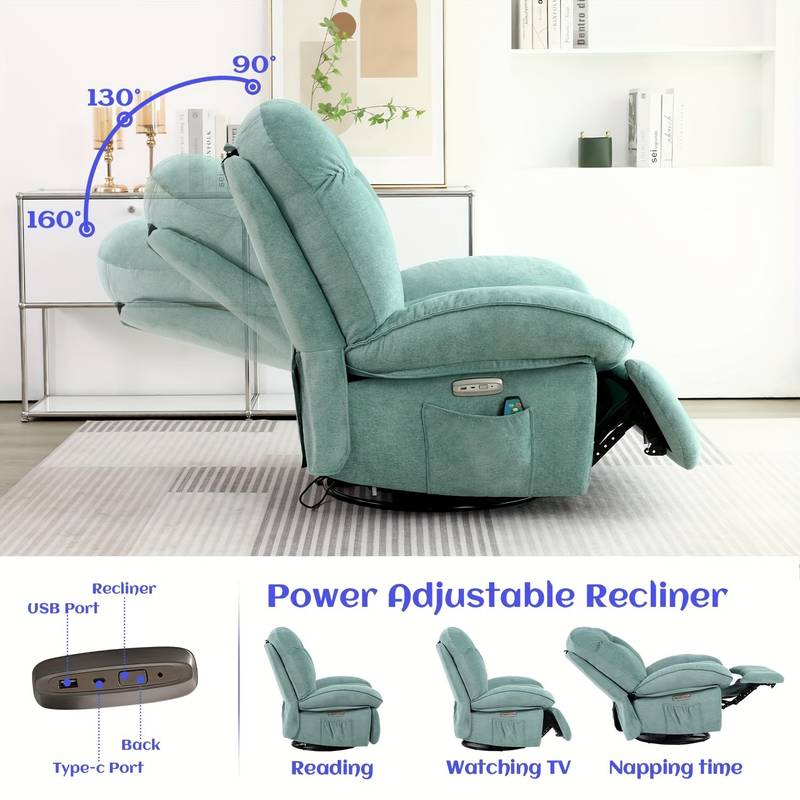 Modern Power Recliner Chair – Single Sofa With Massage, Storage, Faux Leather, 330 Lb Capacity, Assembly Required