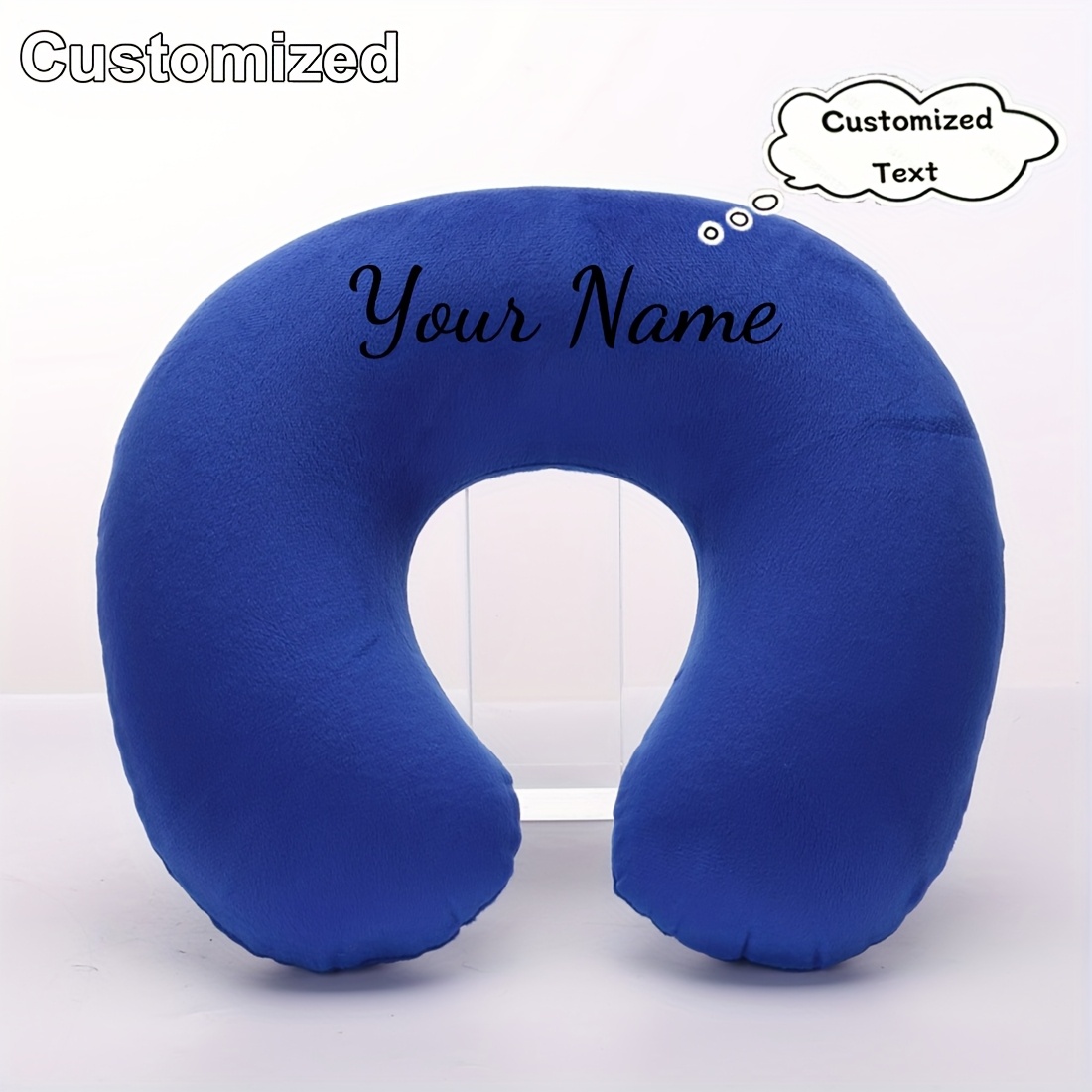 TEMU 1pc Travel Pillow Neck Soft Cover, Personalized Customizable Text Or Name, Portable Student Adult Cushion, Support And Protect The Cervical When