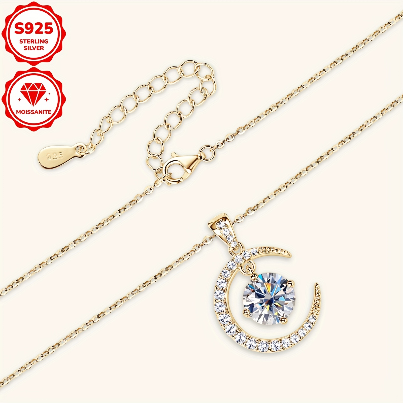 Women's 925 Sterling Silver Moon and Sun Elements Pendant Necklace
