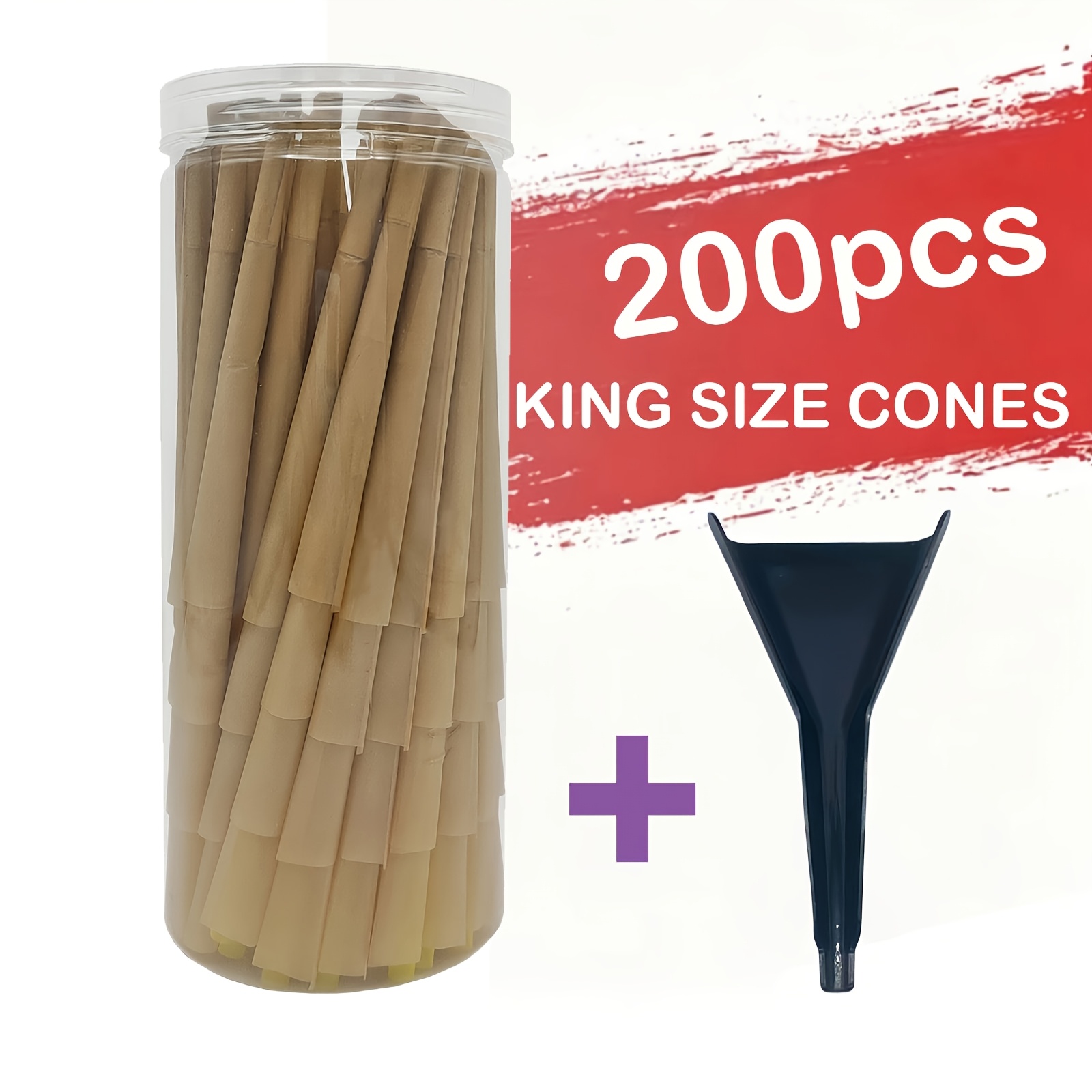 Image of 200pcs Pre-rolled Cone Rolling Papers- Kingsize Ultra Thin& With Tips/tubes/loader, Trumpet Shape For Easy Rolling- Perfect Valentine's Day& Holiday Gift Set For Smokers