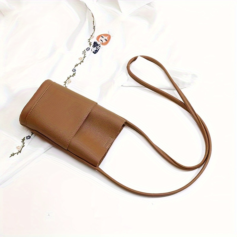 1pc Synthetic Leather Women's Crossbody Phone Bag, Versatile Mini Bag For Walking And Shopping